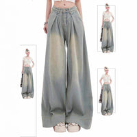 American Retro Worn Jeans Women's High Street Loose