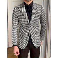Casual Slim-fit Black And White Plaid Artistic Youth Fashion Jacket