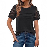Round-neck Hollow-out Short-sleeve Elegant Loose-fitting