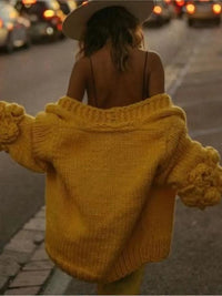 Long Sleeve Sweater Fashion Flower Sleeve Coarse Woven Knitted Cardigan