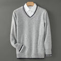 Warm Knitted Wool Sweater With A V-neck And Pullover Design