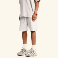American Style Retro Washed Side Slit Drawstring Shorts