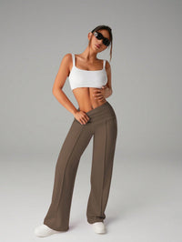 Womens Pants Straight-Leg Slim-Fit All-Match Solid-Colored Casual Trousers For Bold Girls