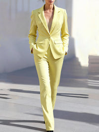 Women's Elegant, Sophisticated Long-Sleeve Blazer And Pants Suit