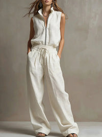 Womens AutumnSummer Casual Loose Sweatshirt And Straight Leg Pants Set
