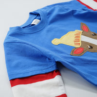 Boys And Girls Striped Sleeves Stitching Round Neck Sweater