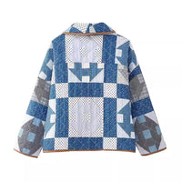 Women's Geometric Pattern Print Cotton-padded Jacket Coat