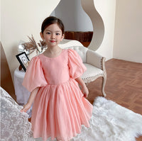Western Style Princess Dress Children Bubble Sleeve