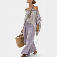 Plus-size Loose Casual Womens Beach Two-piece Set