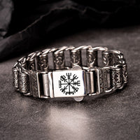 Nordic Viking Rune Compass Totem Titanium Steel Bracelet