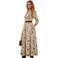 V-neck Spring Long-sleeve Womens Dress Fashionable