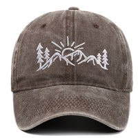 Mountain Style Embroidered Baseball Cap Cotton Worn Looking Washed-out Baseball