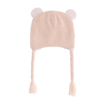 New Solid Color Knitted Baby Fur Ball Hat With Velvet