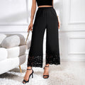 Women's Four-Season Hollow-Out Burnt-Out Solid-Colored Trousers
