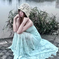 Mint-green Sleeveless Slip Dress For Women Summer Style