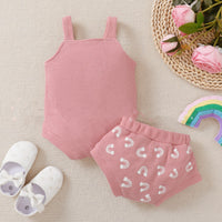 Rainbow Element Waffle Sleeveless Top And Shorts Set