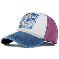Cotton Blended Distressed Washable Motorcycle Baseball Cap
