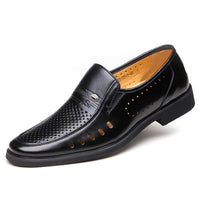 Men's Leather Shoes Breathable Hollow Sandals Middle-aged And Elderly Men's Shoes