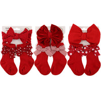 Baby Bow Hair Band Socks Suit Children's Christmas Big Bow Socks Combination