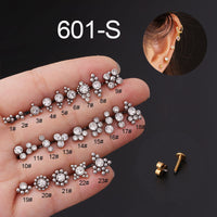 16G Pure Stainless Steel Diamond Inner Tooth Lip Nail Ear Bone Nail