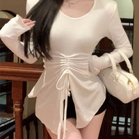 Womens Drawstring Long-sleeve Base Layer Top