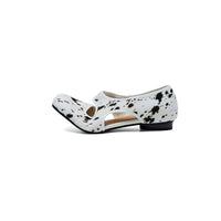 Women's Premium Full Grain Leather Pony Hair Split-Toe Mary Jane Flats, Shallow Cut-Out Shoes