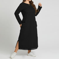 Women's Casual Solid Color Loose Plus-size Knitted Lace Dress