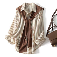 Casual Knitted Shawl Two-Piece Top Set Slimming Youthful Shirt