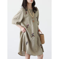 Simple Round-Neck Loose Dress For Women