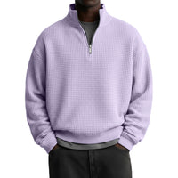 Mens Digital Floral Print Waffle-Weave Half-Zip HoodieJacket