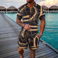 Gold Luxury Chain 3D Digital Printing Shirt Shorts Suit