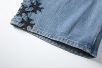 European And American High Street Leather Denim Shorts