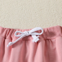 Printed Short-sleeved Top Solid Color Shorts Summer Two-piece Set