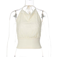 Sexy Lace Patchwork Backless Cinched Waist Lace Up Camisole