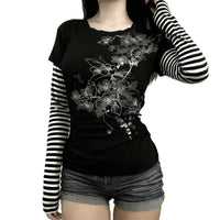 Women's Fake Two-piece Striped Long-sleeved Casual Top