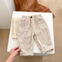 Printed Corduroy Loose Casual Trousers