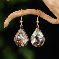 French Retro Teardrop-shaped Abalone And Shellfish Earrings