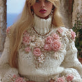 Womens Turtleneck Sweater With Christmas Tree Print