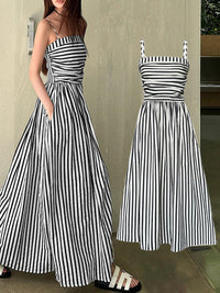 Summer New Striped Strap Dress Women's Elegant