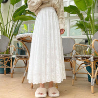 Womens Lace Full-Flared Midi Skirt
