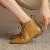 Versatile Casual Ankle Boots With A Round Toe And Flat Sole In A Vintage Style