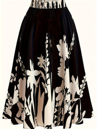 Elegant Chinese Style 3D Digital Printing Plant Flower Elegant Women's Skirt