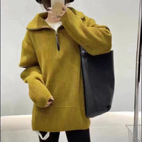 Pullover Thickened Stand Collar Sweater Coat For Women Loose Slimming