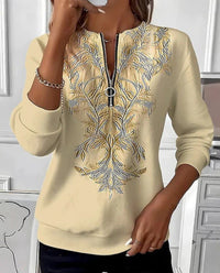 Womens Long-Sleeve Christmas-Print Sweatshirt