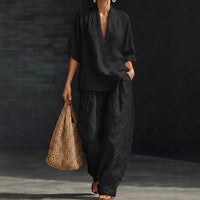 Women's Casual Simple Linen Two-Piece Set