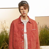 Abstract Embroidered Washed Denim Jacket