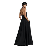 Casual Cotton-Linen Resort Halterneck Pocket Backless Dress