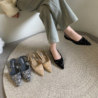 Womens Silver Sequin French-style Pumps For Outdoor Wear