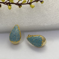 Copper Inlaid Color Melon Seed-shaped Earrings Simple