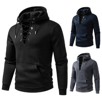 Men's Zipper Design Casual Hooded Drawstring Sweatshirt